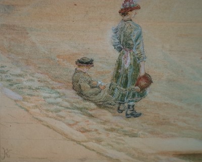 Lot 26 - Fred Kerly (British School), Watercolour of a Ludlow Street Scene