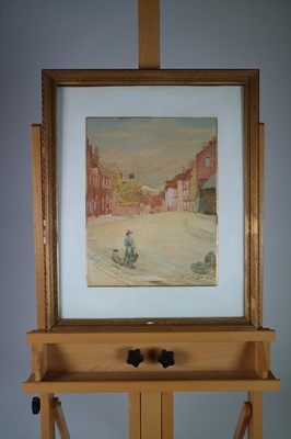 Lot 26 - Fred Kerly (British School), Watercolour of a Ludlow Street Scene
