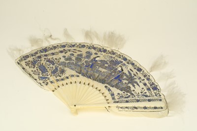 Lot 432 - A Chinese painted feather fan, Qing Dynasty, late 19th century