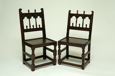 Lot 467 - A near pair of Charles II oak side chairs, Derbyshire/South Yorkshire