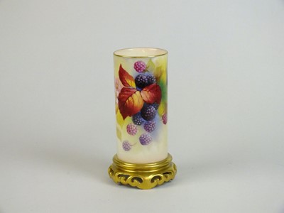 Lot 277 - Royal Worcester cylindrical vase painted by Kitty Blake