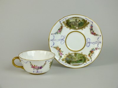 Lot 278 - A Derby teacup and saucer painted by J. Horton
