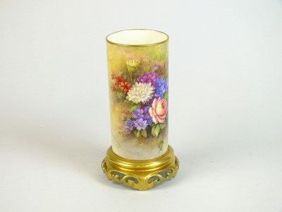 Lot 279 - Royal Worcester vase painted with flowers by E. Barker