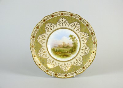 Lot 280 - Coalport 'Windsor Castle' jewelled cabinet plate