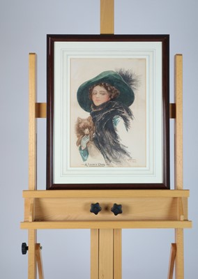 Lot 20 - H Rimmer (British 19th-20th Century) Two watercolour portraits and framed 19th Century funeral cards