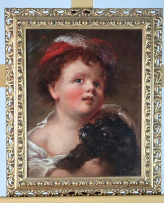Lot 41 - Portrait of a Young Boy and Black Dog
