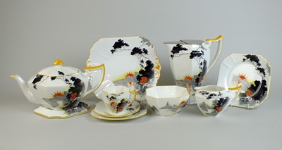 Lot 284 - A Shelley 'Sunset and Flowers' tea service