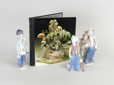 Lot 207 - Three Lladro porcelain clown figures,...
