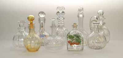 Lot 160 - An interesting selection of glass decanters,...
