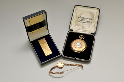 Lot 138 - A 9ct gold J W Benson half hunter pocket watch