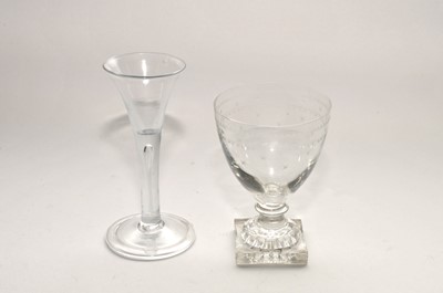 Lot 161 - A reproduction 18th century wine glass and a 19th century George III rummer