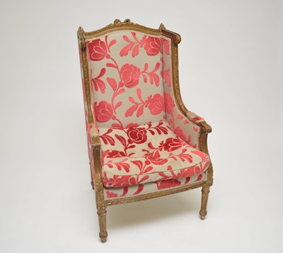 Lot 313 - An early 20th century French gilt armchair,...