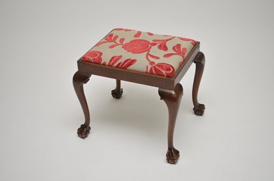 Lot 314 - A mahogany stool, the drop-in seat covered in...