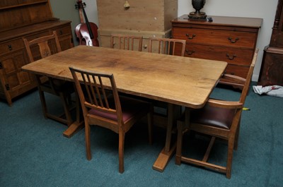 Lot 318 - Alan Grainger (Acornman) a pale oak refectory...