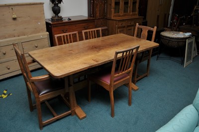 Lot 318 - Alan Grainger (Acornman) a pale oak refectory...
