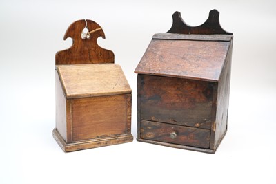 Lot 242 - Two Welsh oak candle boxes, the largest...