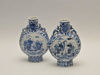 Lot 224 - A pair of Chinese blue and white moon flasks,...