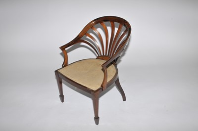 Lot 327 - An Edwardian rosewood elbow chair, wih...