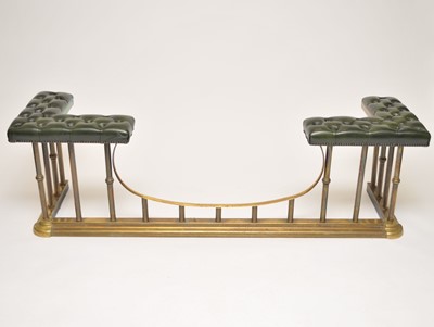 Lot 326 - A country house brass fireside club fender,...