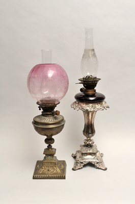 Lot 304 - A Victorian electroplated lamp stand,...
