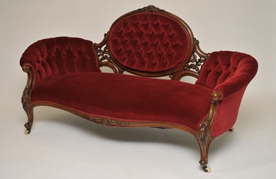 Lot 333 - A Victorian mahogany framed sofa, the shaped...