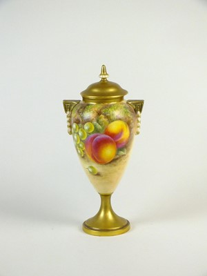 Lot 285 - Royal Worcester fruit-decorated vase and cover
