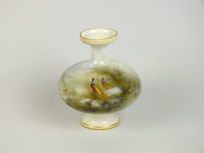 Lot 287 - A Royal Worcester vase painted with pheasants by James Stinton