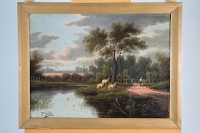 Lot 65 - E Honton (British School) Pair of Waterside Country Landscapes