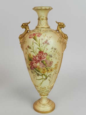 Lot 274 - Royal Worcester twin-handled blush ivory vase