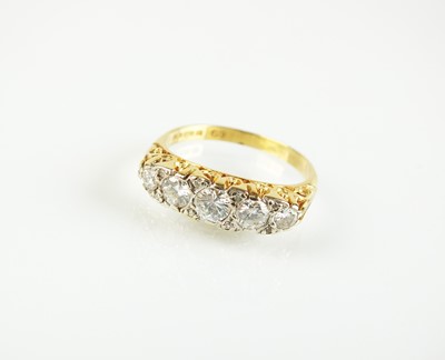 Lot 77 - A Victorian style 18ct gold five stone diamond ring