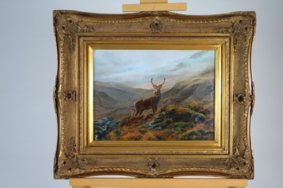 Lot 68 - Elizabeth M Halstead (British School), Stags on a Hilltop