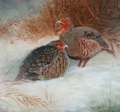 Lot 246 - Teresa Davis (British Contemporary), Partridges in the Snow