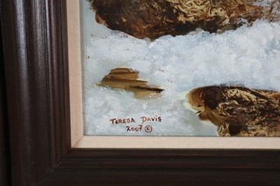 Lot 72 - Teresa Davis (British Contemporary), Birds on snow capped rocks