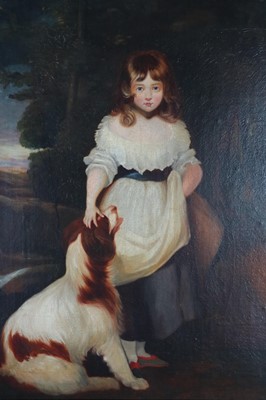 Lot 42 - British School (19th Century), Portrait of a Young Girl with her Dog