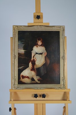 Lot 42 - British School (19th Century), Portrait of a Young Girl with her Dog