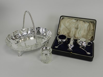 Lot 122 - A cased set of three silver cruets