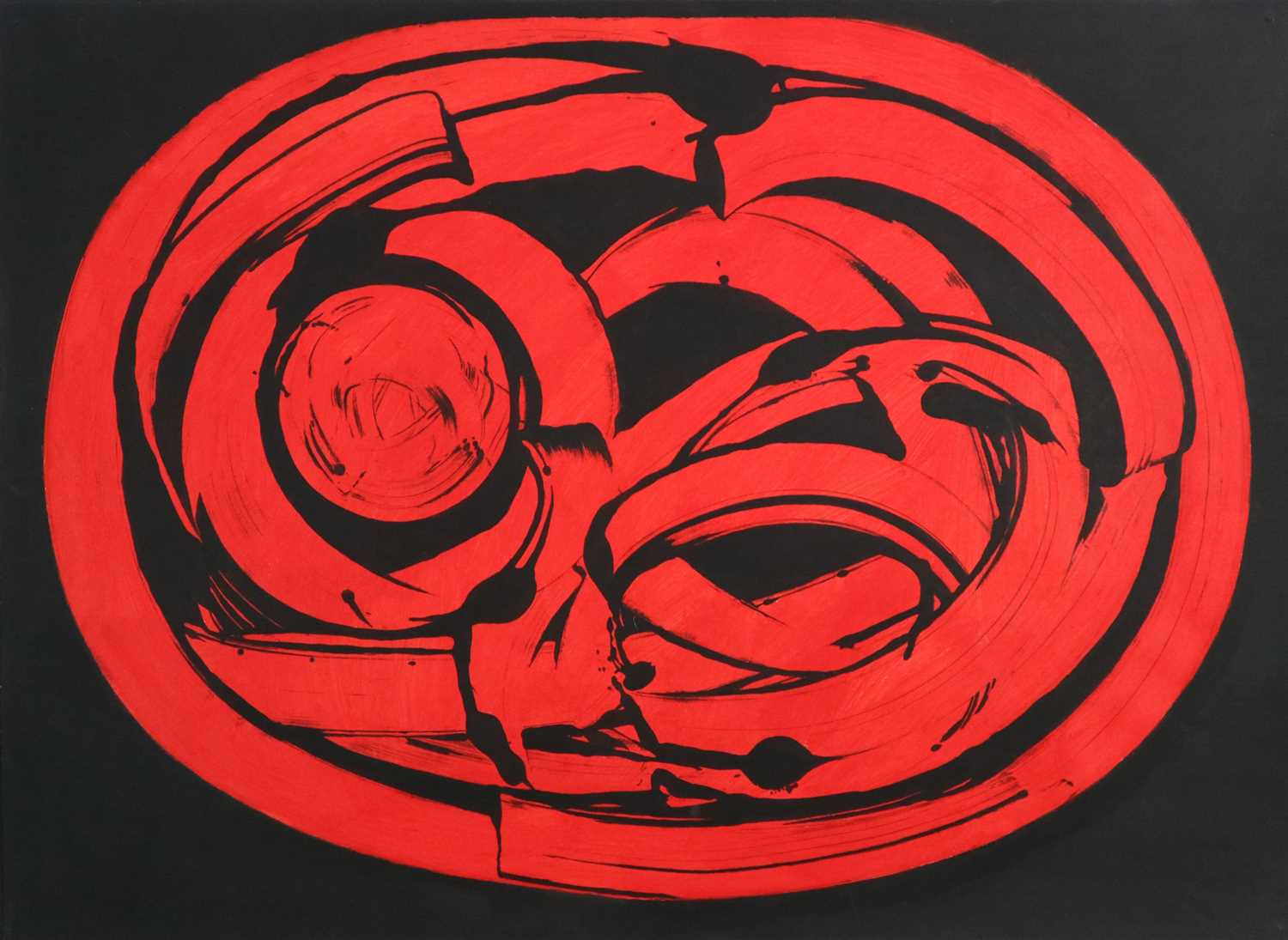 Lot 76 - George Holt (British 1924-2005), Group of Red and Black Abstract Works