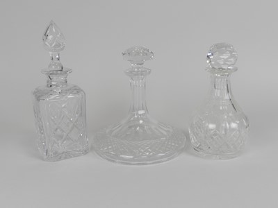 Lot 205 - Three cut glass decanters and stoppers, late...