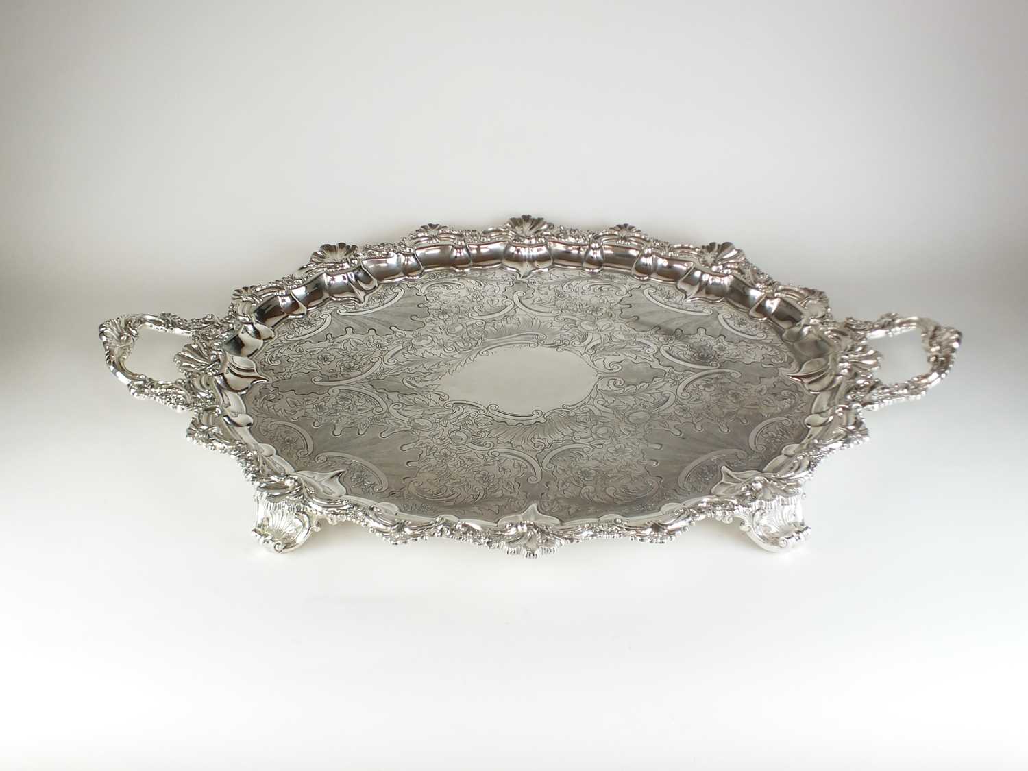 34 - An impressive Victorian two handled silver tray
