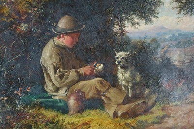 Lot 220 - Frank Bramley RA (British 1857-1915), Boy Resting with his Dog