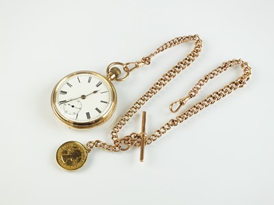 Lot 128 - A 9ct gold open face pocket watch and Albert
