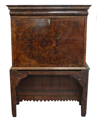 Lot 449 - An 18th century walnut escritoire on a later...