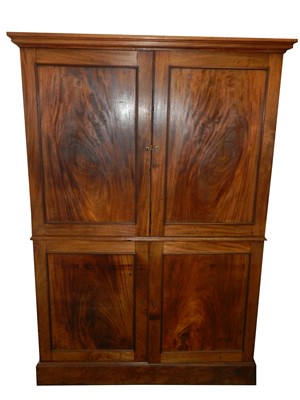 Lot 535 - A George III mahogany linen press, the moulded...