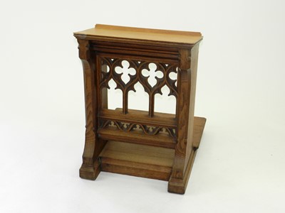 Lot 537 - A 20th Century oak gothic carved prayer stool,...