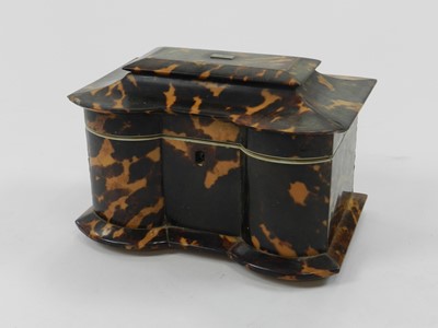 Lot 368 - A 19th century tortoiseshell tea caddy, of...