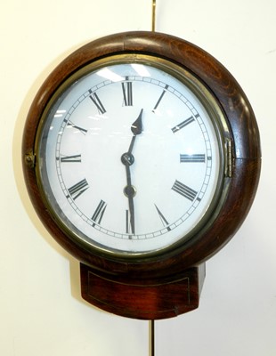 Lot 410 - A small mahogany drop-dial style wall clock,...