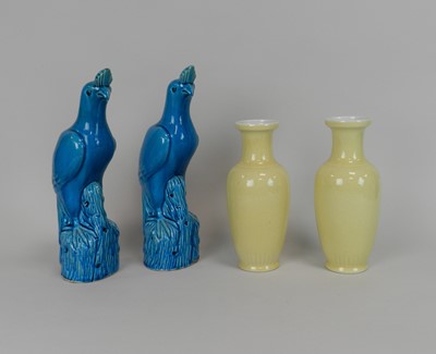 Lot 302 - A pair of 20th century Chinese yellow glazed...