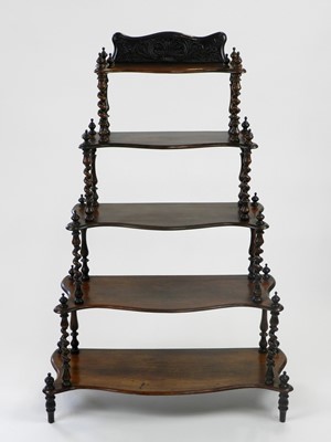 Lot 525 - A Victorian rosewood whatnot, of waterfall...