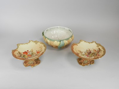 Lot 289 - Three pieces of Royal Worcester blush ivory