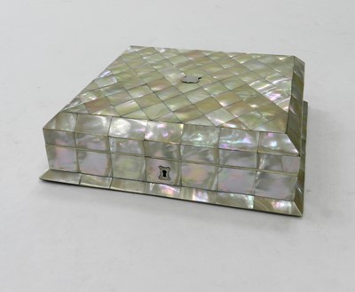 Lot 349 - A mother of pearl jewel box, of near square...